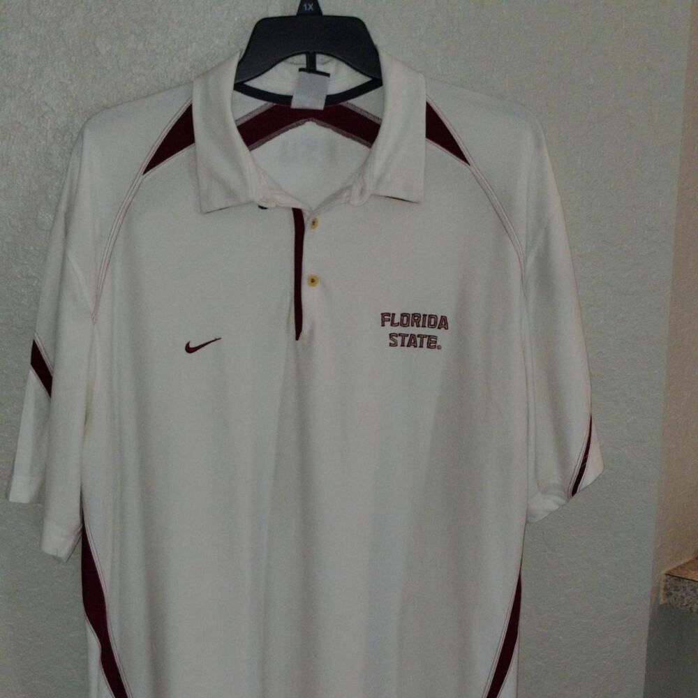 White nike dri fit florida state seminoles polo shirt